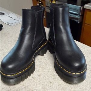 Dr. Martens Black Ankle Boots with Yellow Stitching